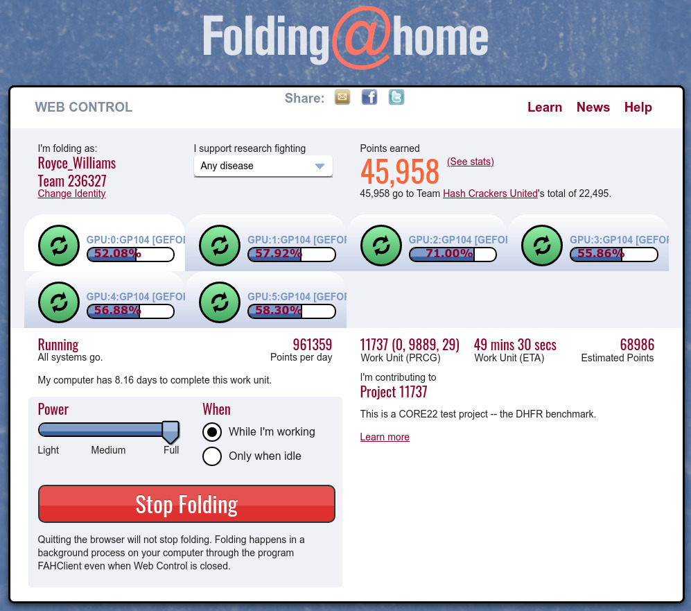 Web interface for Folding@home